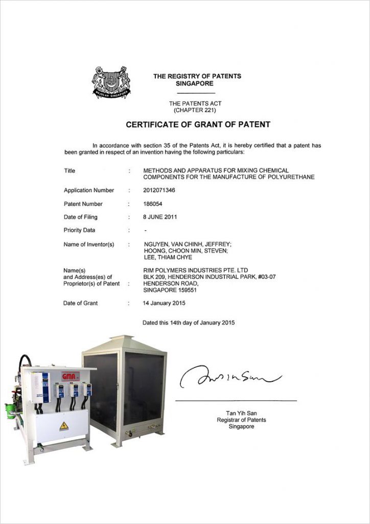 Certificate of Grant of Patent